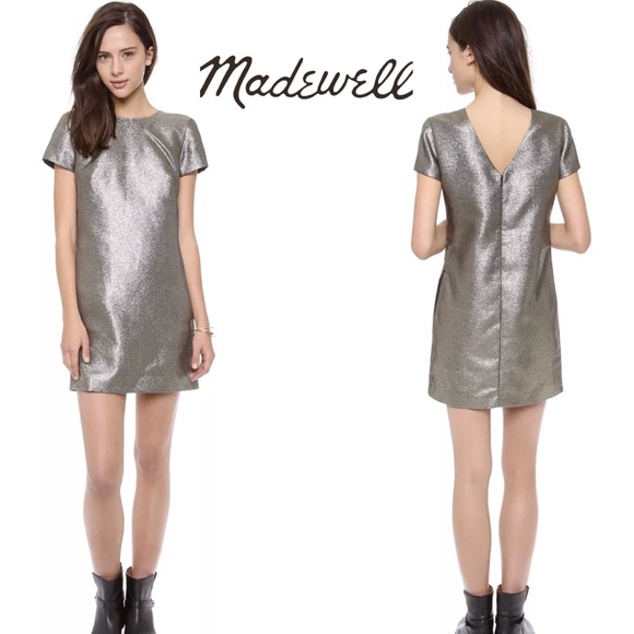 Madewell Dresses & Skirts - Madewell metallic lamé sheath t-shirt shift dress